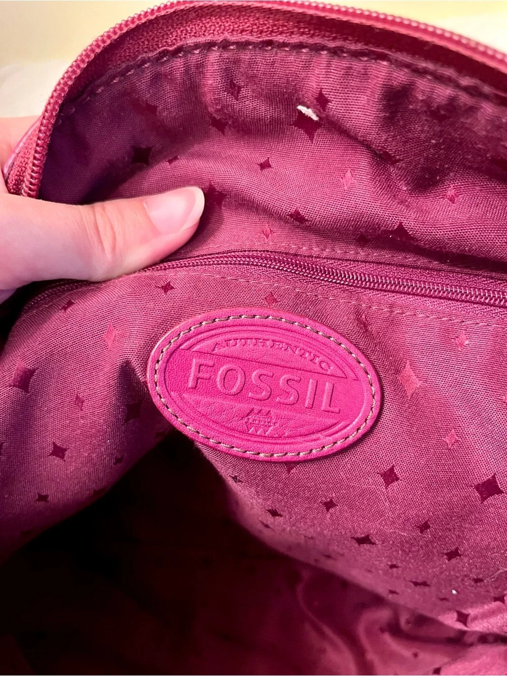 Vintage Fossil Magenta Leather Satchel Bag